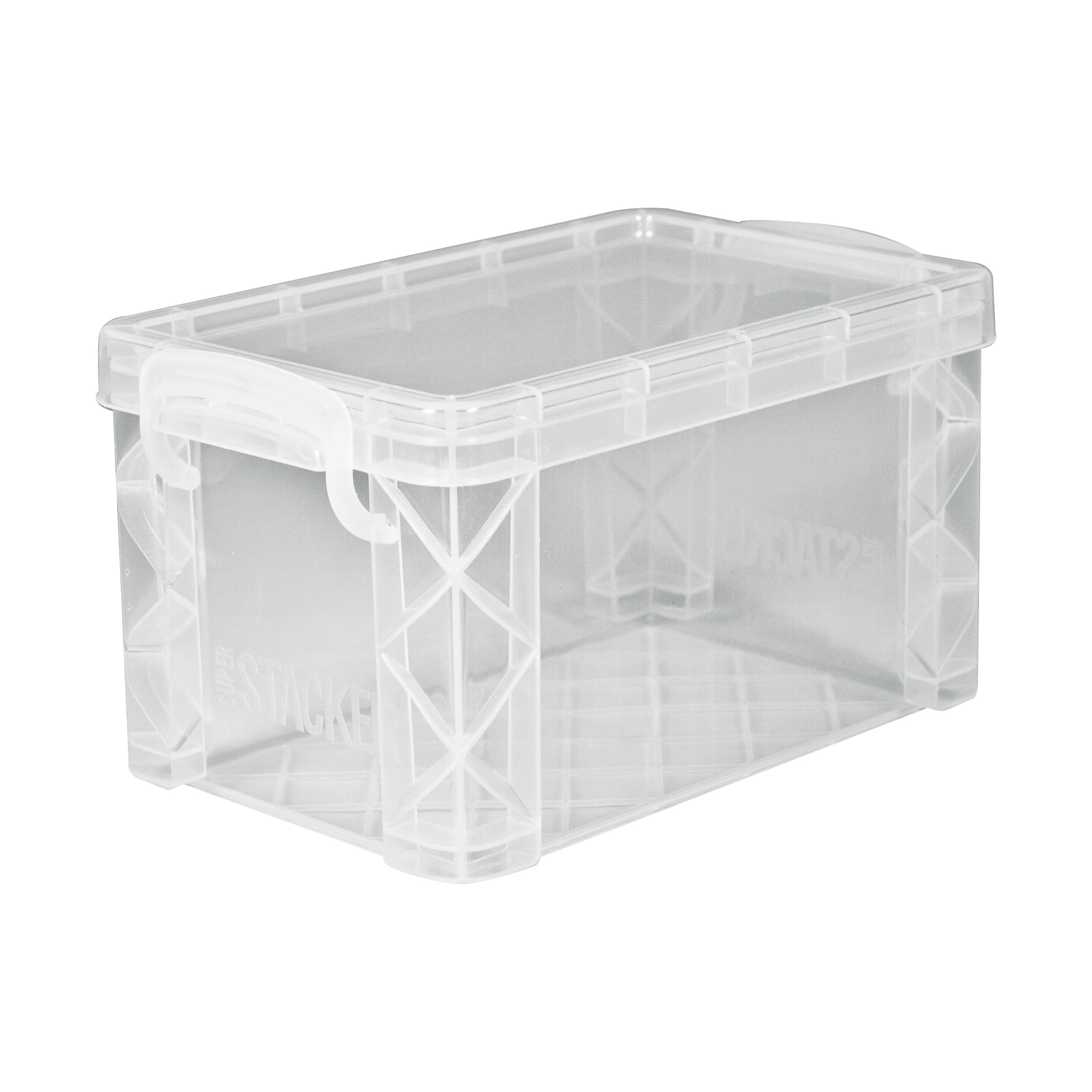 Super Stacker Clear Plastic Storage Box with Locking Lid, 6.4