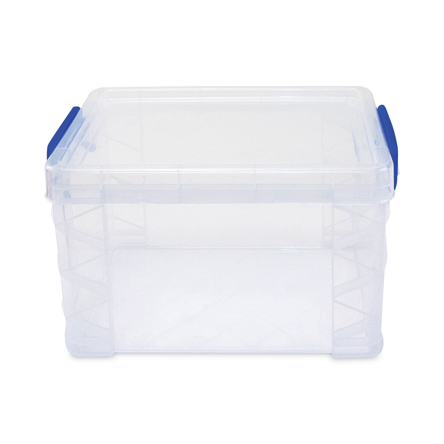 Super Stacker Lift-Off Lid Storage Tote, 7.25" x 10.88" x 6.38", Transparent/Blue | Bundle of 10 Each