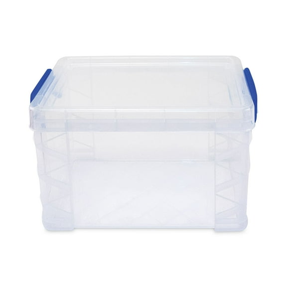 Super Stacker Lift-Off Lid Storage Tote, 7.25" x 10.88" x 6.38", Transparent/Blue | Bundle of 2 Each
