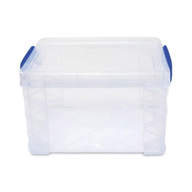 Clear Stackable Plastic Storage Box with Blue Handles