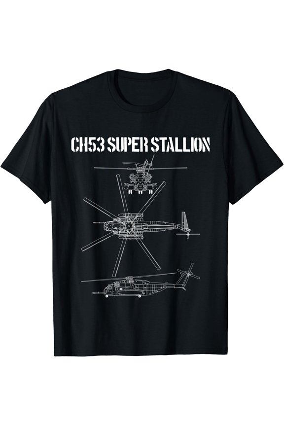 Super Stallion Schematic Military Helicopter CH-53 T-Shirt, Unisex T-Shirt