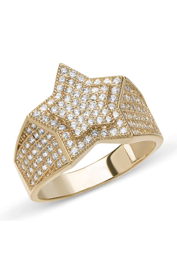 CZ Super Star Men’s Adult Ring 10K Yellow Gold, 5.75Gr – Goldum NYC