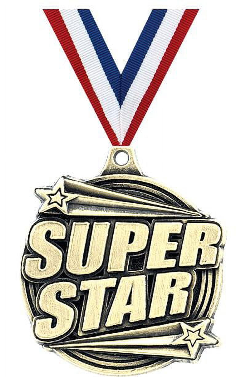 Super Star Medals, 2" Gold Diecast Super Star Medal Award 5 Pack