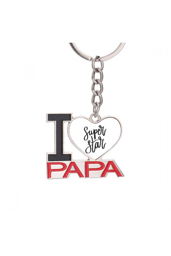 Super Star Quote Art Deco Fashion Keychain Metal Keyring Holder Love PAPA Father