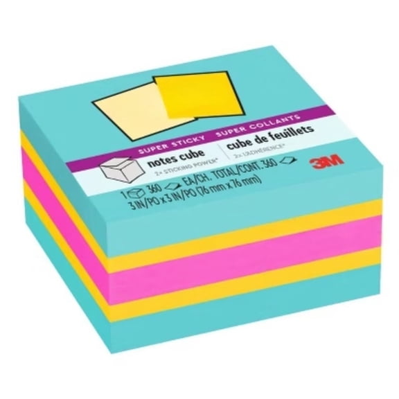 Super Sticky Multi Color Note Cube for Office & Home