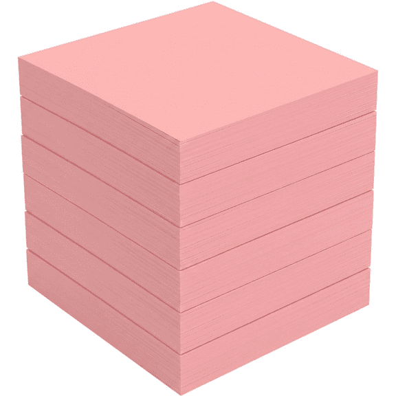Super Sticky Notes, 6 Pads 3x3 Inch Self Stick Note Pads, 600 Sheets Bulk Sticky Notepad for Office, , Christmas Decor, Page Marking, Pastel Pink