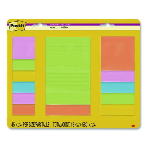 Super Sticky Pads in Energy Boost Colors, (11) Unruled, (2) Ruled, Assorted Sizes/Colors, 45 Sheets/ | Bundle of 5