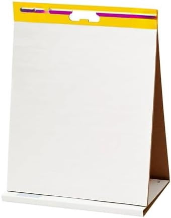 Super Sticky Tabletop Easel Pad, Great for Virtual Teachers and Students, 20 x 23 Inches, 20 Sheets/Pad, 1 Pad (563R), Portable White Premium Self Stick Flip Chart Paper, Built-in Easel Stand