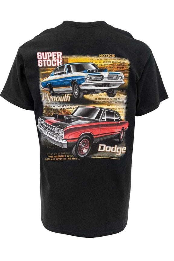 Super Stock Dart Barracuda Dodge/Plymouth Mopar Mens T shirt Licensed Drag Racing Hot Rods