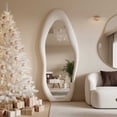 thumbnail image 1 of Super Store 63"x 24" Irregular Full Length Mirrors - Full Body Flannel Wrapped Wooden Mirror Leaning and Hanging for Bedroom Living Room,White, 1 of 8