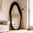thumbnail image 1 of Super Store 63"x 24" Irregular Full Length Mirrors - Full Body Flannel Wrapped Wooden Mirror Leaning and Hanging for Bedroom Living Room,Black, 1 of 9