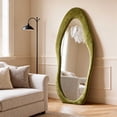 thumbnail image 1 of Super Store 63"x 24" Irregular Full Length Mirrors - Full Body Flannel Wrapped Wooden Mirror Leaning and Hanging for Bedroom Living Room,Green, 1 of 8