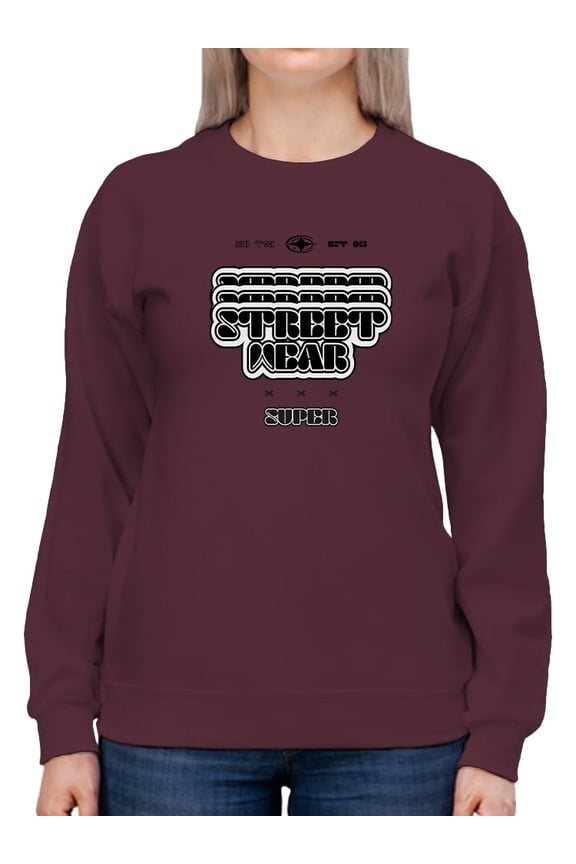 Super Street Wear Logo Sweatshirt Women - Women Sweatshirt, Medium