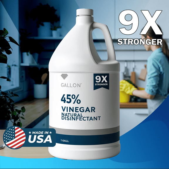 Chromex Super-Strength 45% Vinegar Cleaner, Industrial-Grade Natural Disinfectant & Multipurpose Home + Garden Cleaning Solution, 9X Stronger Concentrated Formula, Made in USA - 1 Gallon