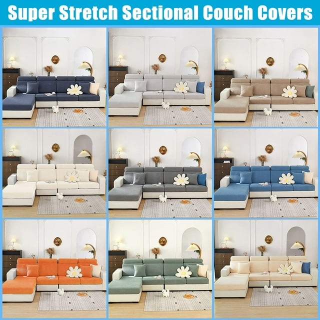 Super Stretch Sofa Seat Cushion Covers for L Shape Sectional Sofa