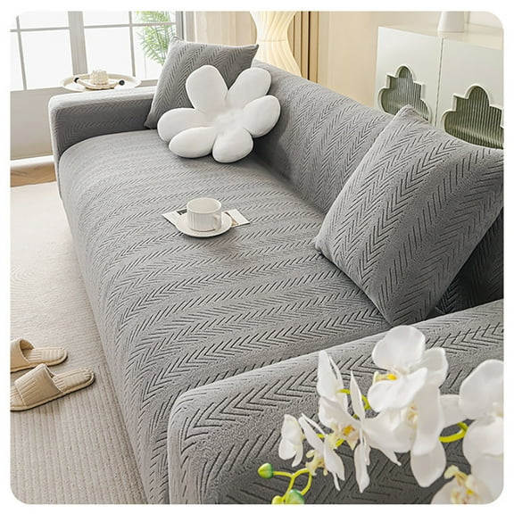 Super Stretch Sofa Slipcover,Washable Non Slip Soft Couch Sofa Cover with 17.7*17.7 inch pillowcase,Spandex Furniture Protector with Elastic Bottom for Kids,Pets Dark gray-Single