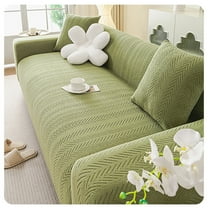Super Stretch Sofa Slipcover,Washable Non Slip Soft Couch Sofa Cover with 17.7*17.7 inch pillowcase,Spandex Furniture Protector with Elastic Bottom for Kids,Pets Green-Single