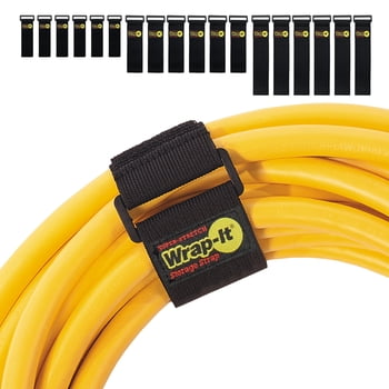 Super-Stretch Wrap-It Storage Straps - Elastic Cinch Straps - Extension Cord Organizer, Hose, Rope and Cable Strap, Cord Wrap - Assorted (18 Pack)