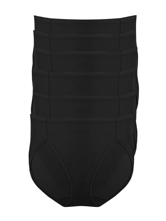 Super Stretchy Cotton Hi-Cut Brief 6-Pack (Black, Medium)