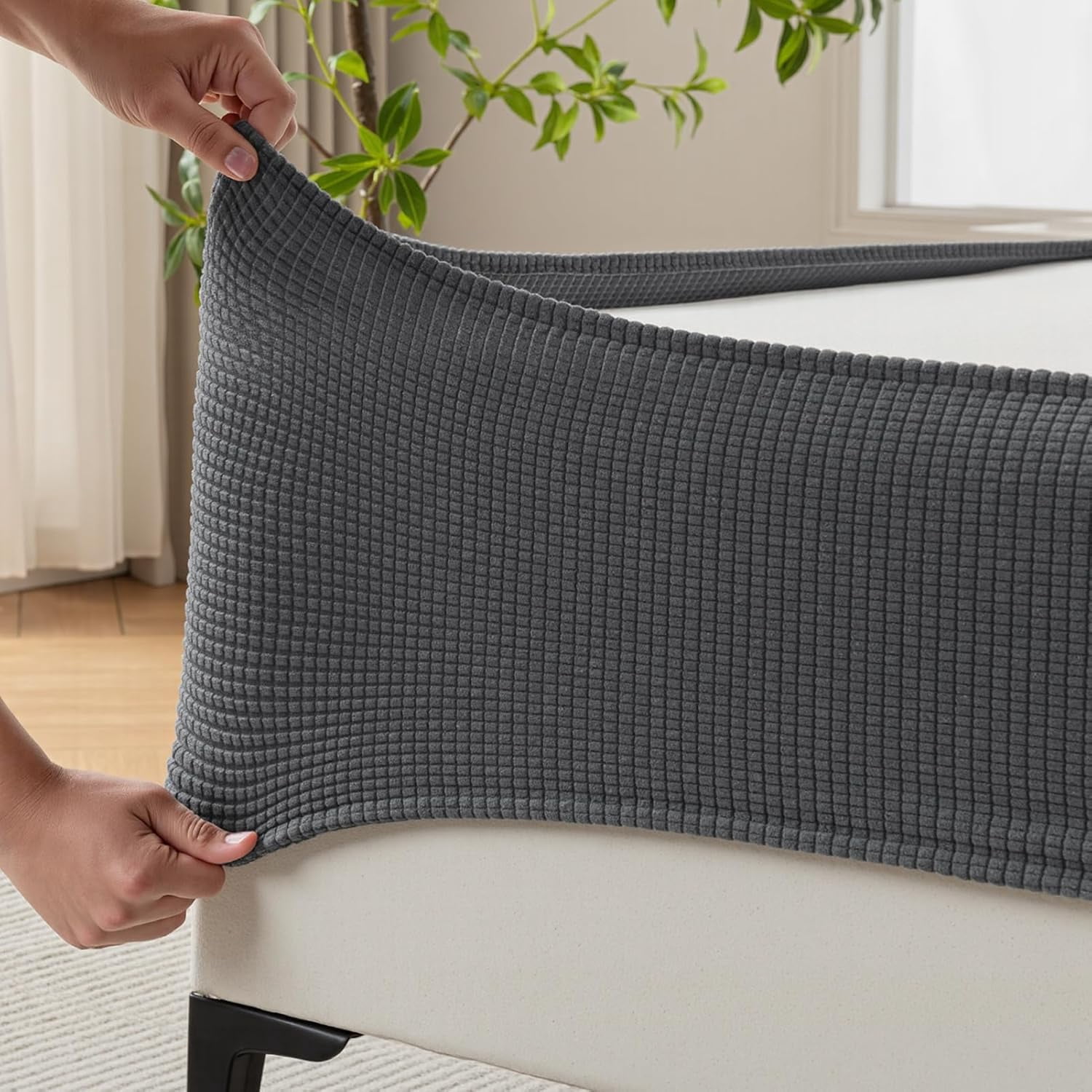 Super Stretchy Jacquard Box Spring Cover with 4-Side Elastic Bed Skirt ...
