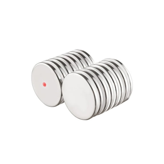 Super Strong 20pc Neodymium Magnets 1" x 1/16" (25.4mm x 1.5mm) Rare Earth Disc Magnets Heavy Duty, Permanent, Industrial Strength Silver Coated for Crafts, DIY, and Workshop Use