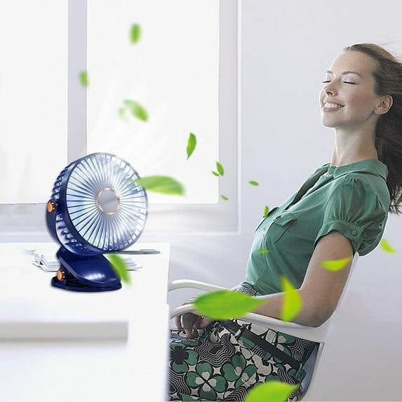 Super Strong 5-Speed Adjustable Clip Fan with Night Light, 6-Inch Quiet USB Desk Fan, 720° Wide Angle Cooling Fan for Office Bedroom Home, Removable ABS Blades, White Blue Pink