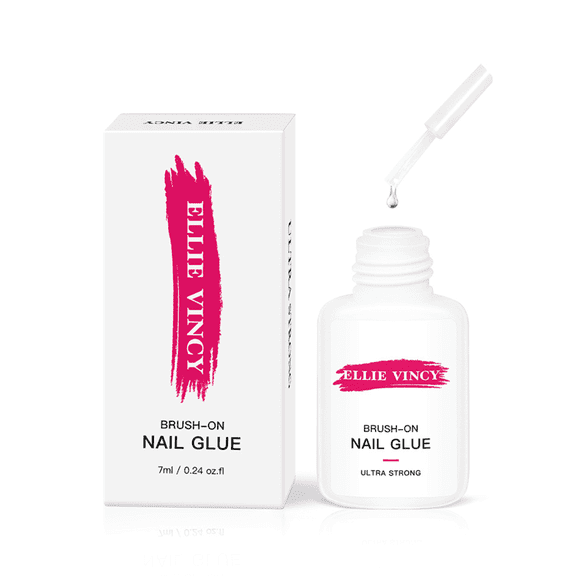 Ellie Vincy Super Strong Brush-On Nail Glue for Acrylic & Press-On Nails (7ml / 0.24 oz) | Long-Lasting, Quick-Dry, Professional Nail Adhesive