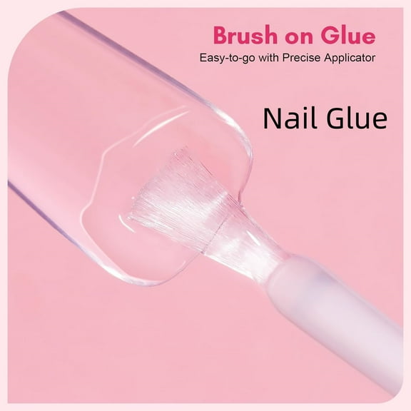 Super Strong Nail Glue for Press ons: Acrylic Nail Tips-Fake Nails-Salon Quality, Brush On, Quick Dry, Easy Application Durable & Long-Lasting Fast Glue False Nails