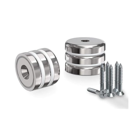 Super Strong Neodymium Cup Magnets 1.26" Countersunk Rare Earth Magnets with Screws (6 Pack) | Ultra Powerful Permanent Objects for DIY, Industrial, and Home Use by