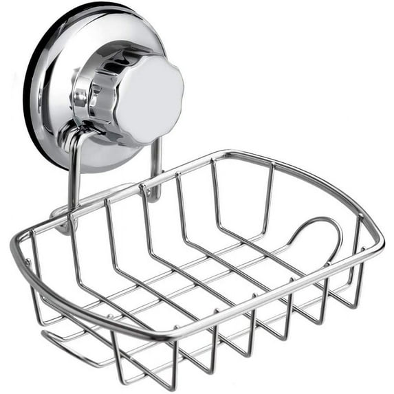 Super Strong Vacuum Suction Cup Bathroom Soap Dish Holder with Hook, Soap Saver Soap Holder Soap Tray Bar Soap Sponge Holder for Shower, Bathroom, Tub and Kitchen Sink