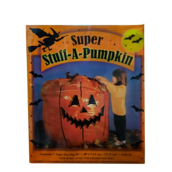 Super Stuff A Pumpkin Leaf Lawn Bag Halloween Decoration 45 x 48 w Ties