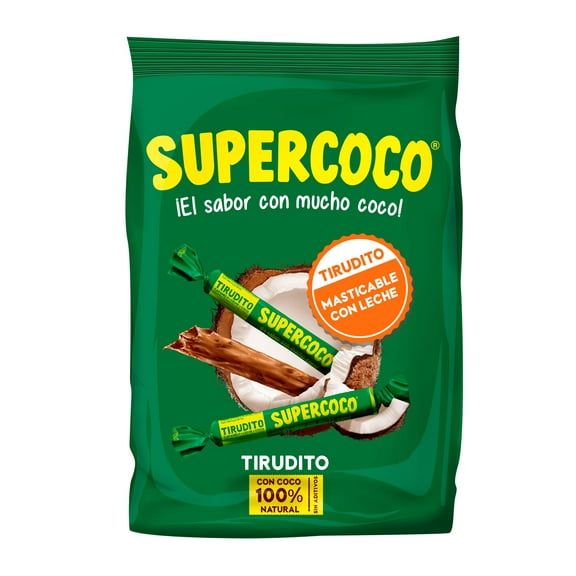 Super Supercoco Tirudito Chewy Coconut and Caramel Sticks (14.1oz, 50 Count) - Imported from Colombia