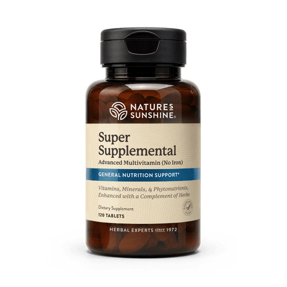 Nature's Sunshine Super Supplemental w/o Iron: Complete Multivitamin with Minerals, Antioxidants & More for Overall Health, Immune & Energy Support. 120 Tabs