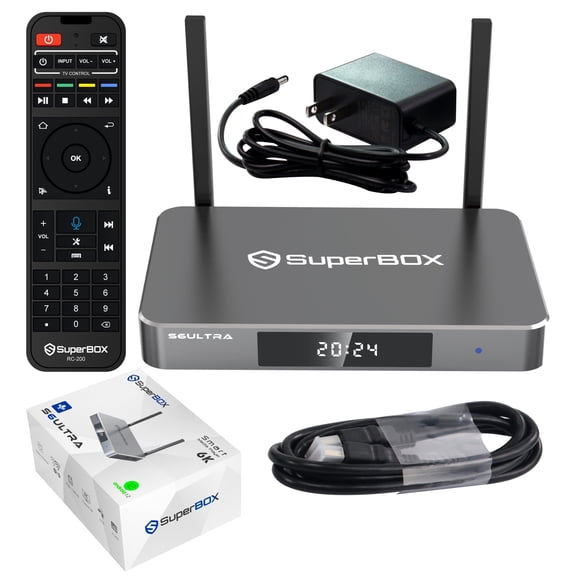 Superbox S6 Ultra 2025 Fully Loaded,  6K Ultra HD,Wireless Voice Remote Included, 6K Super Box S6ultra, 4G RAM+128G ROM, Android 12.0, Easy Setup Guide by Authorised Seller