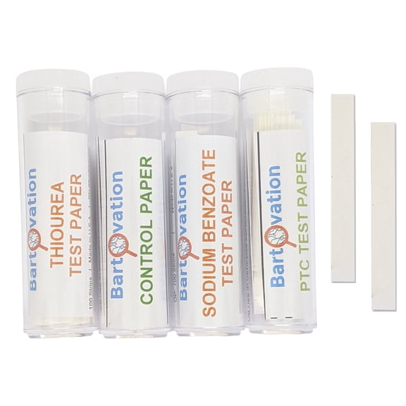 Super Taster Test Kit with Lab Instructions - Genetics Classroom Pack - PTC Paper Strips, Sodium Benzoate, Thiourea, and Control [100 Complete Experiments]