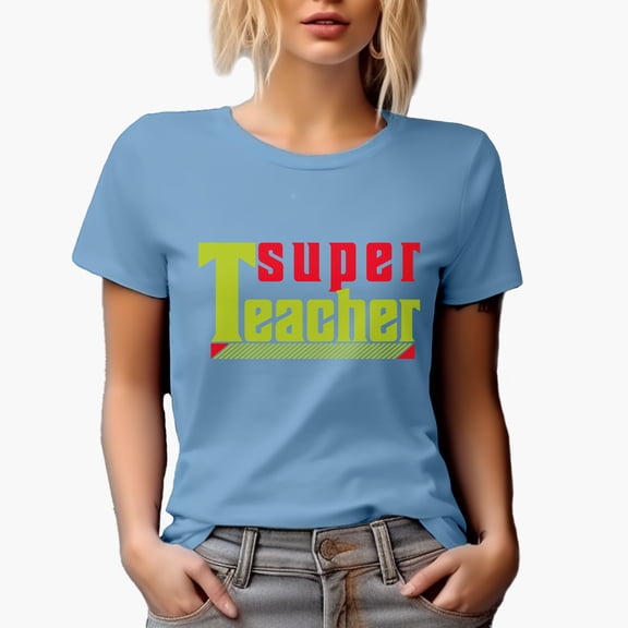 Super Teacher, Baby Blue T-Shirt, Large