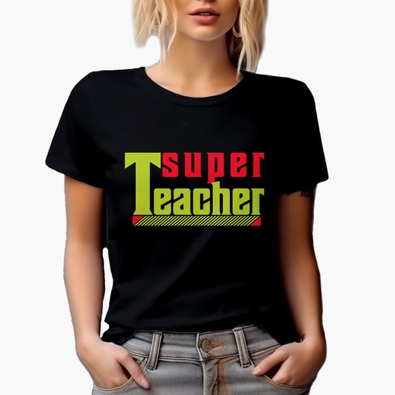 Super Teacher, Teachers' Day, Black T-Shirt, XL