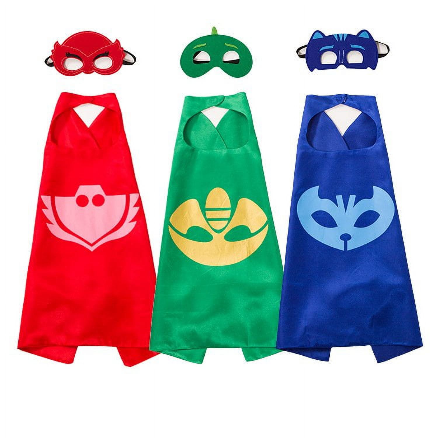 Super Team Kids Cape and Mask Costumes for PJ Mask Costume Party 3 Set