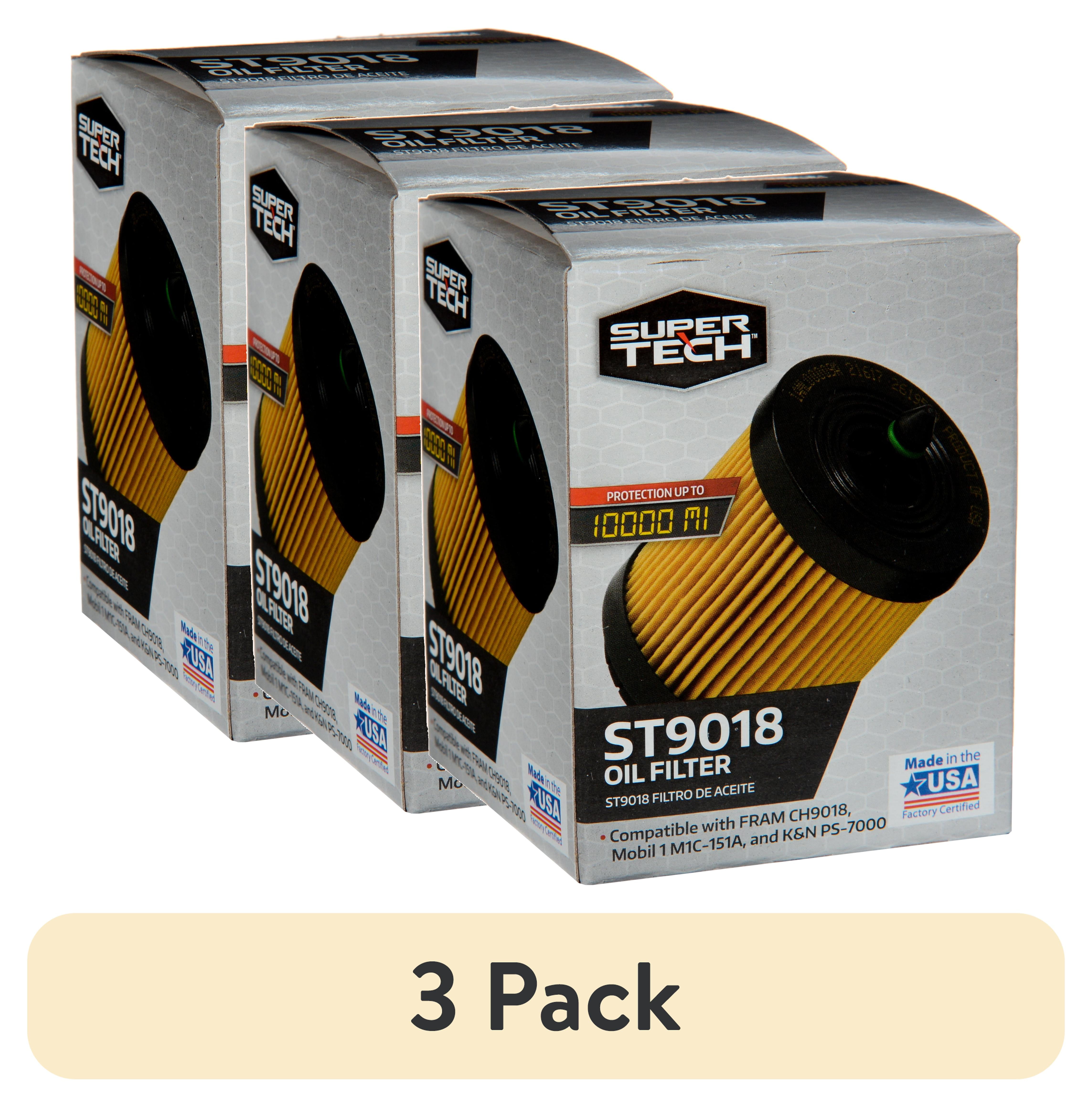 (3 pack) Super Tech Oil Filter, ST9018, 10K mile Engine Oil Filter for