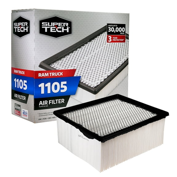 Super Tech 1105 Engine Air Filter, Replacement for Chrysler and Ram Truck Fits select: 2013-2023 RAM 2500, 2013-2023 RAM 3500