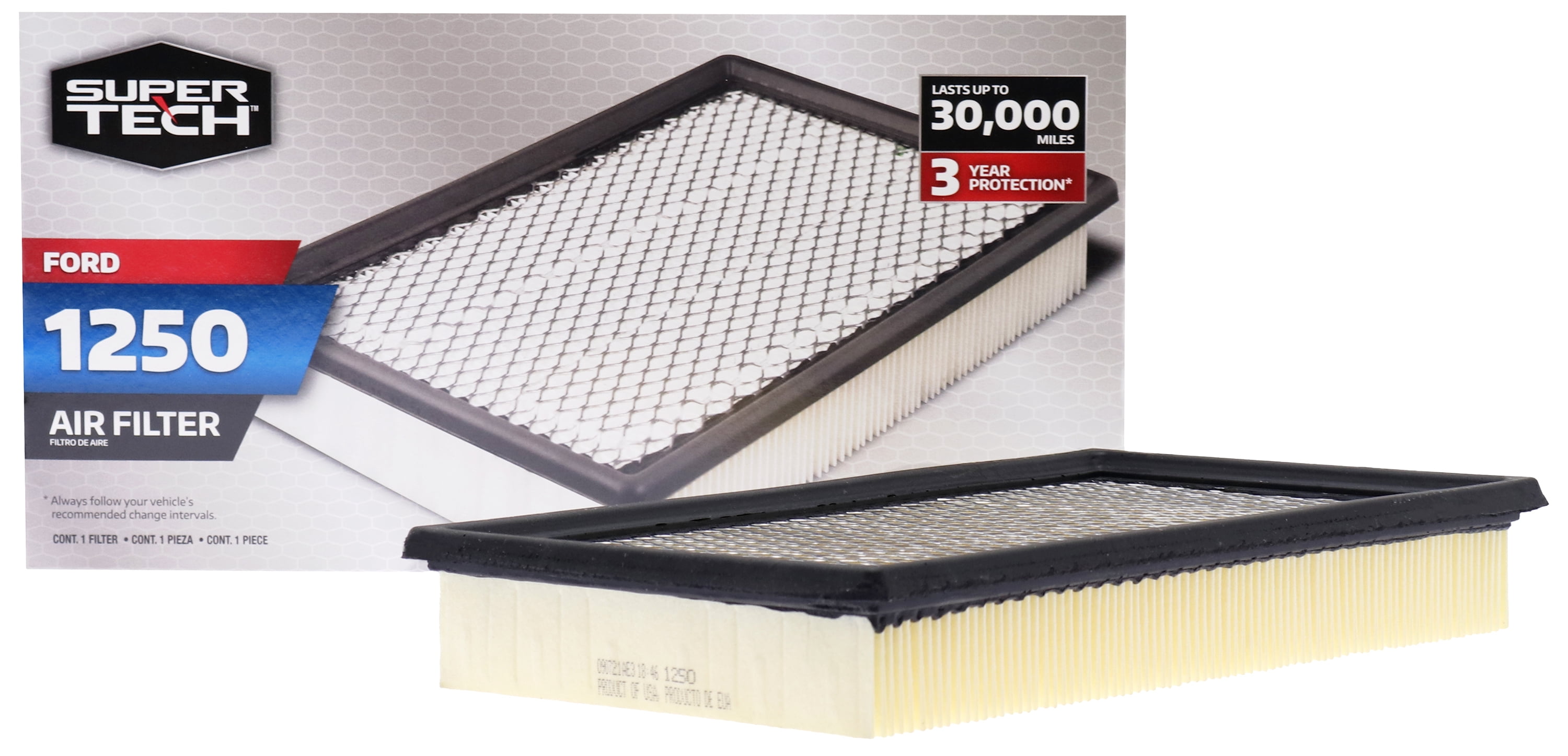 Super Tech 1250 Engine Air Filter, Replacement Filter for Ford