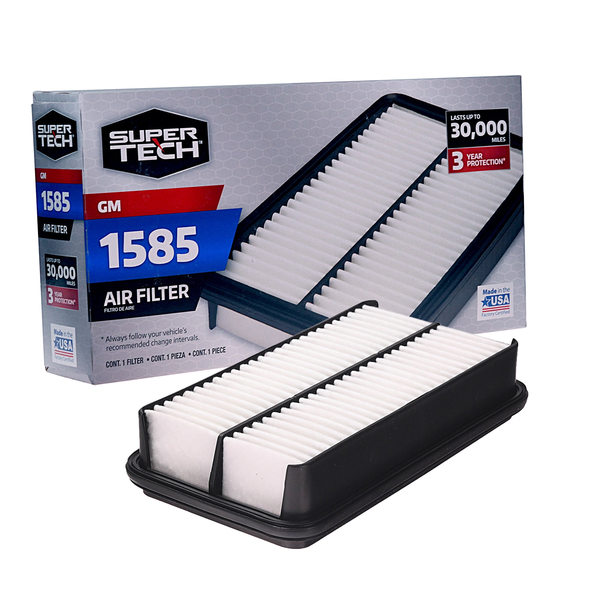 Super Tech 1585 Engine Air Filter, Replacement Filter for GM
