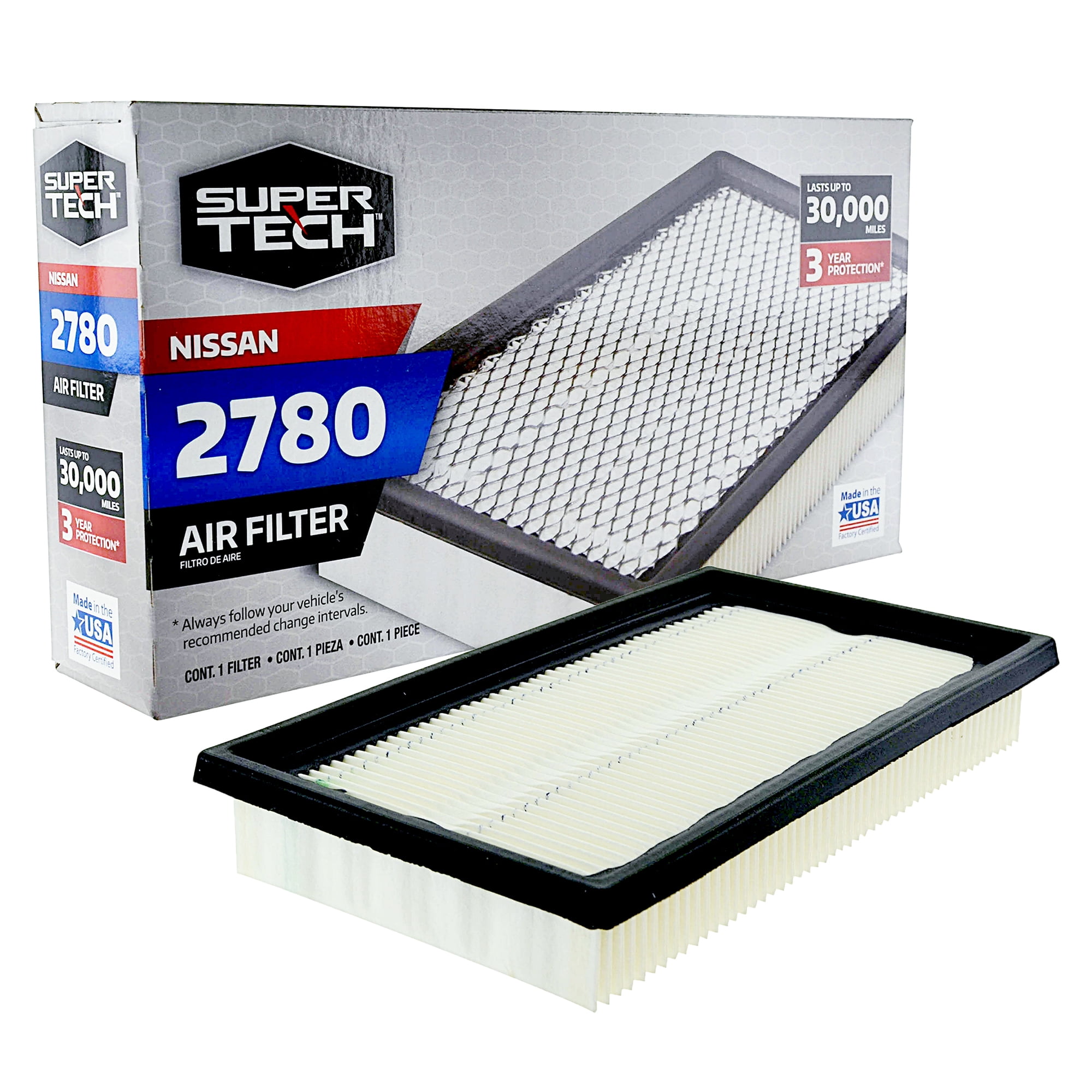 Super Tech 2780 Engine Air Filter, Replacement Filter for Nissan Fits select: 2007-2012 NISSAN VERSA, 2014-2018 INFINITI Q50