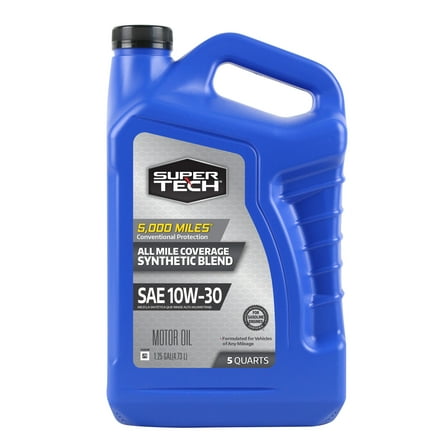 Super Tech All Mileage Synthetic Blend Motor Oil SAE 10W-30, 5 Quarts