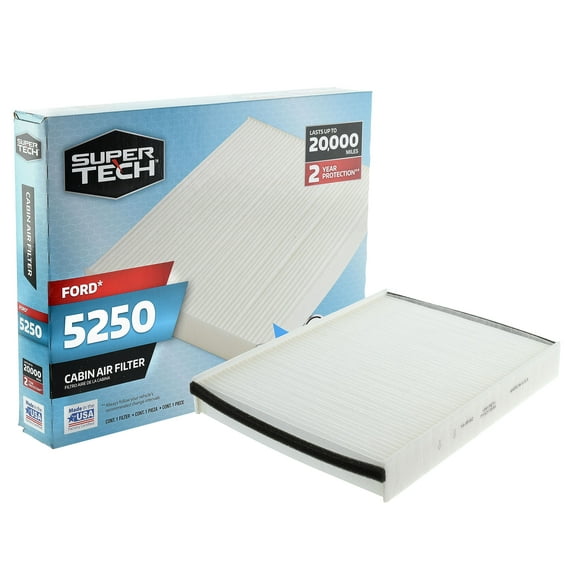 Super Tech Cabin Air Filter 5250, Replacement Air/Dust Filter for Ford Fits select: 2012 FORD FOCUS, 2013-2020 FORD ESCAPE