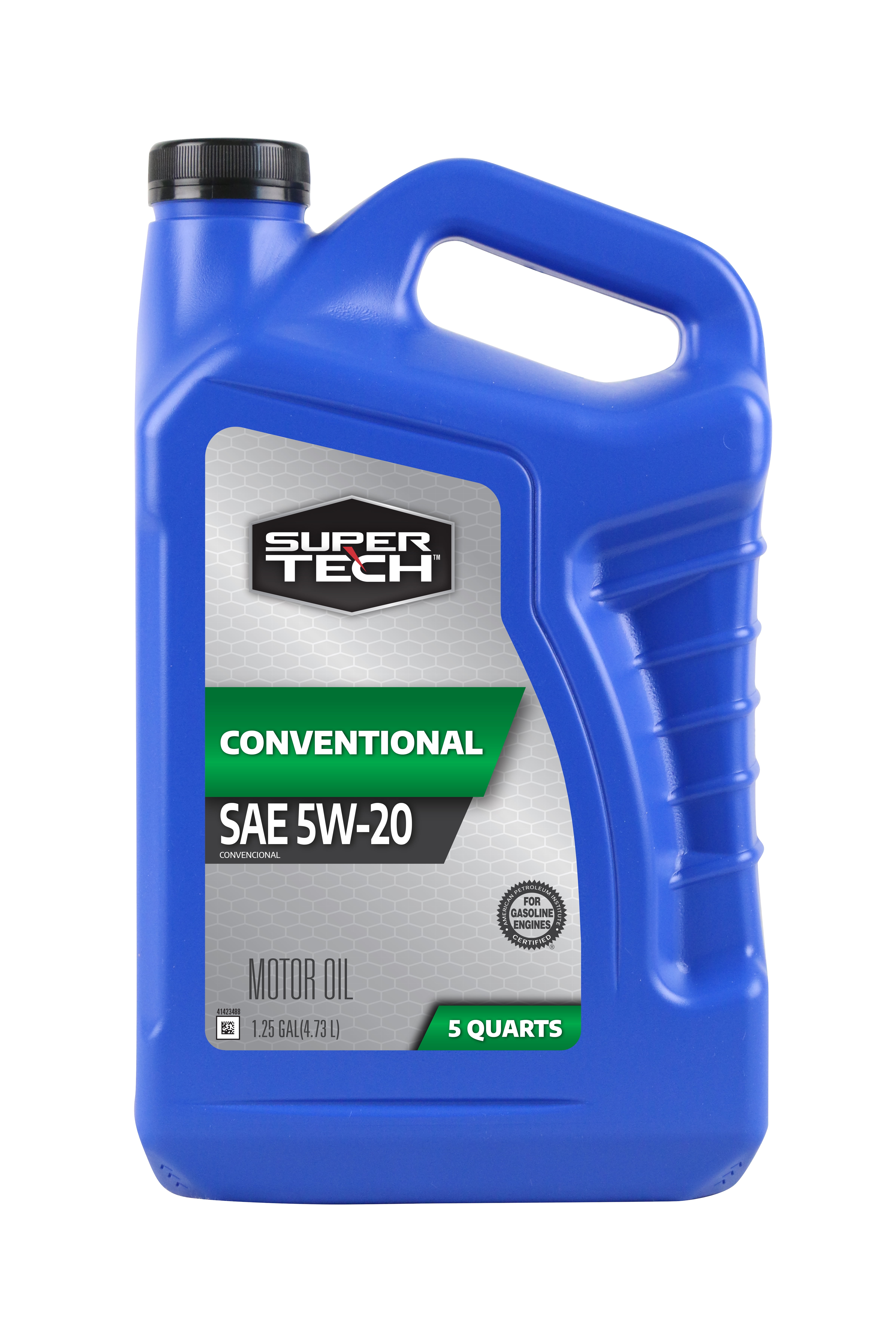 Super Tech Conventional Motor Oil, Protects from Sludge and Deposits, SAE 5W-20, 5 qt