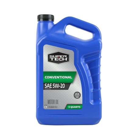Super Tech Conventional Motor Oil, Protects from Sludge and Deposits, SAE 5W-20, 5 qt