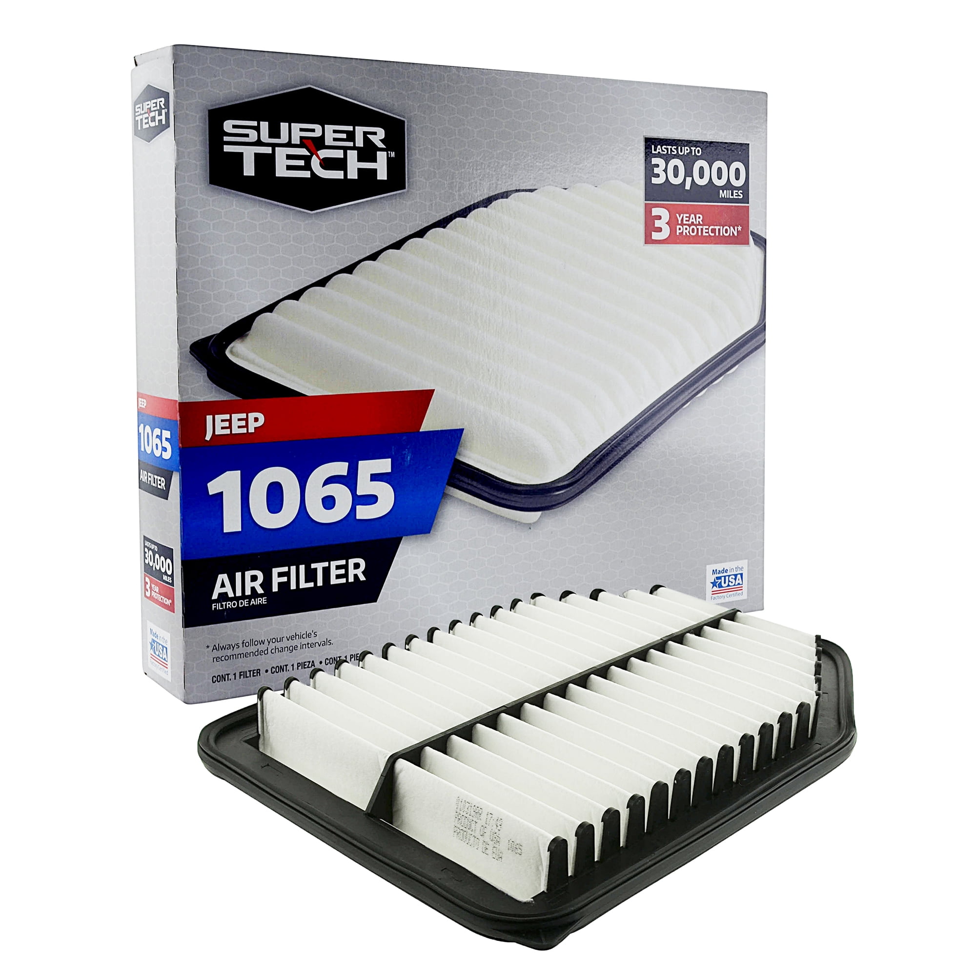 Super Tech Engine Air Filter 1065, Replacement Filter for Jeep Vehicles