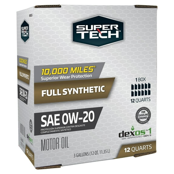 Super Tech Full Synthetic SAE 0W-20 Motor Oil, 12 Quart Bag (3 gallons)