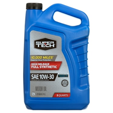 Super Tech High Mileage Full Synthetic SAE 10W-30 Motor Oil, 5 Quarts